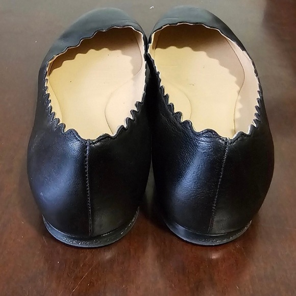 Chloe Scalloped Lauren Flats, Black Leather Chloe Flats in Great Condition - Picture 5 of 8